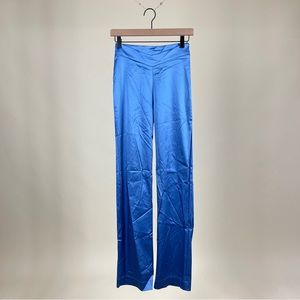 NWT Peachy Den Bianca Sheen Satin Party Pant in Cornflower Disco Festival Rave